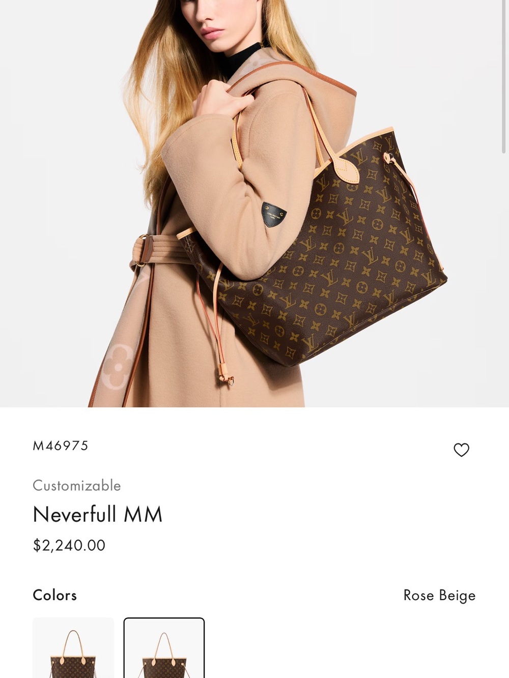 Louis Vuitton Monogram Neverfull MM Tote in Brown and Rose Beige Trim